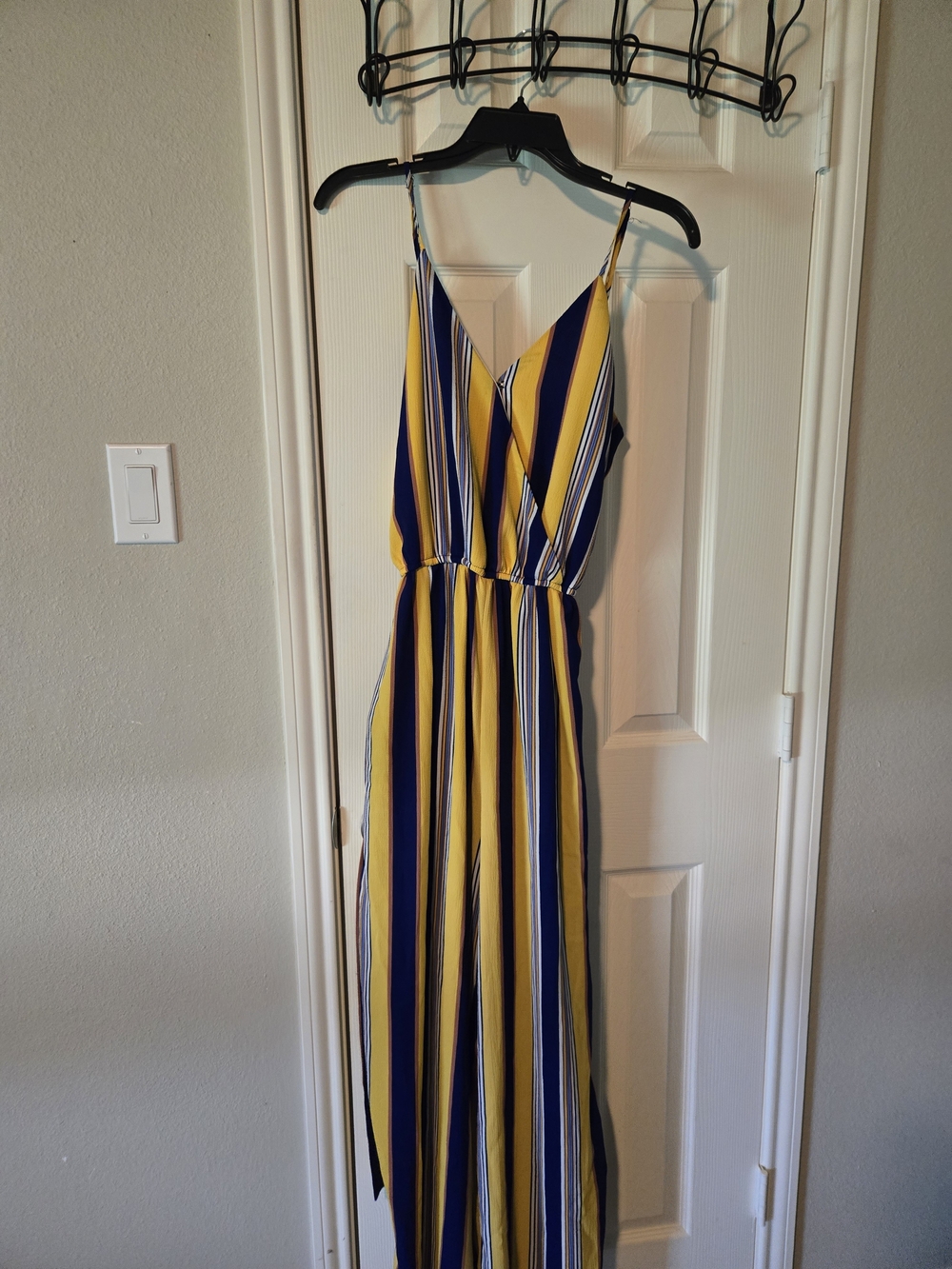 J for Justify Multicolor Striped Sleeveless Jumpsuit - Navy, Mustard & White - Picture 3 of 5